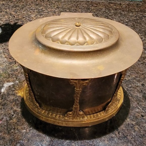 Antique Ornate Brass English Tea Caddy With Hinged Lid - Picture 2 of 12